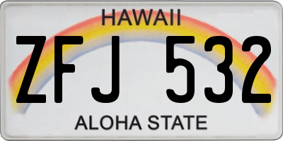 HI license plate ZFJ532