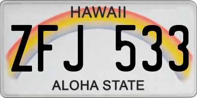 HI license plate ZFJ533