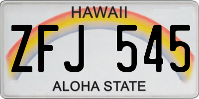 HI license plate ZFJ545