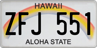 HI license plate ZFJ551