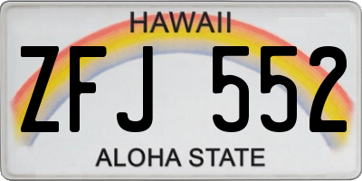 HI license plate ZFJ552
