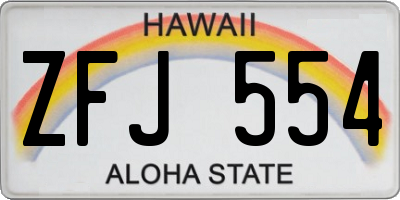 HI license plate ZFJ554