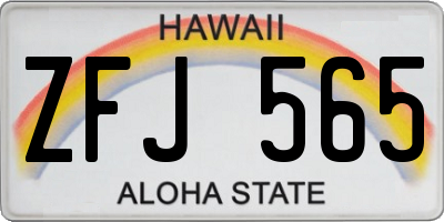 HI license plate ZFJ565