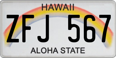 HI license plate ZFJ567