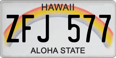HI license plate ZFJ577