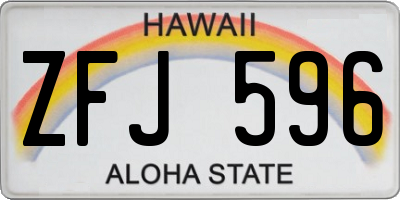 HI license plate ZFJ596
