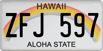 HI license plate ZFJ597