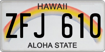 HI license plate ZFJ610