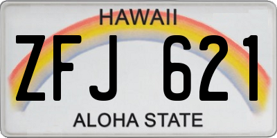HI license plate ZFJ621