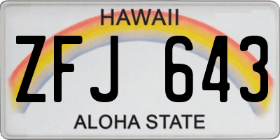 HI license plate ZFJ643