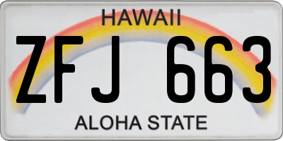 HI license plate ZFJ663
