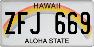 HI license plate ZFJ669