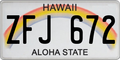 HI license plate ZFJ672