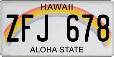 HI license plate ZFJ678