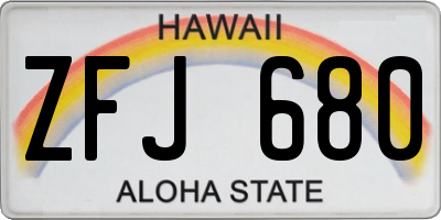 HI license plate ZFJ680