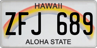 HI license plate ZFJ689