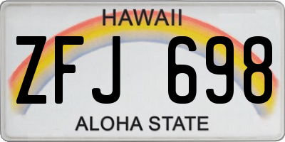 HI license plate ZFJ698