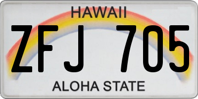 HI license plate ZFJ705