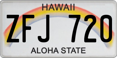 HI license plate ZFJ720