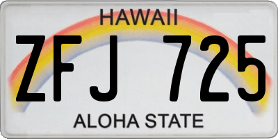 HI license plate ZFJ725