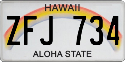 HI license plate ZFJ734