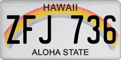 HI license plate ZFJ736