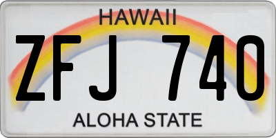 HI license plate ZFJ740