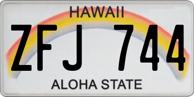 HI license plate ZFJ744