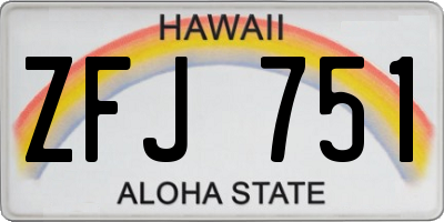 HI license plate ZFJ751