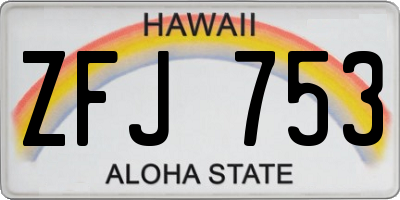 HI license plate ZFJ753