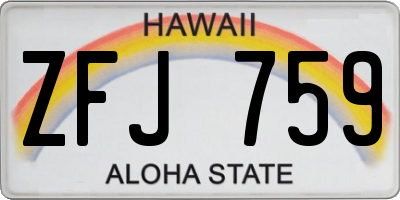 HI license plate ZFJ759