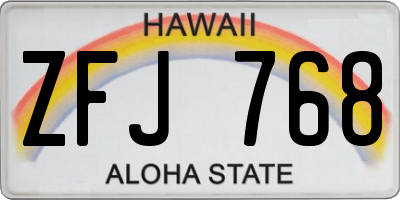 HI license plate ZFJ768