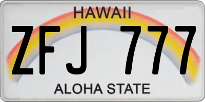 HI license plate ZFJ777