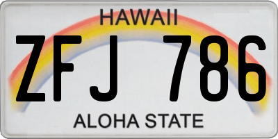 HI license plate ZFJ786