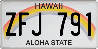 HI license plate ZFJ791