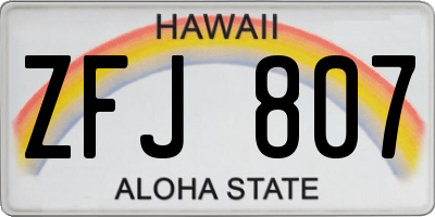 HI license plate ZFJ807