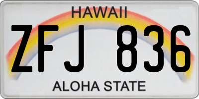 HI license plate ZFJ836
