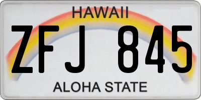 HI license plate ZFJ845