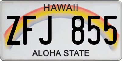 HI license plate ZFJ855