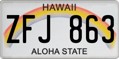 HI license plate ZFJ863