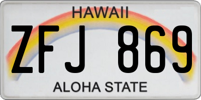 HI license plate ZFJ869