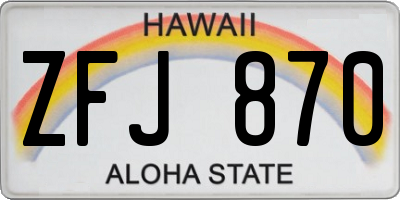 HI license plate ZFJ870