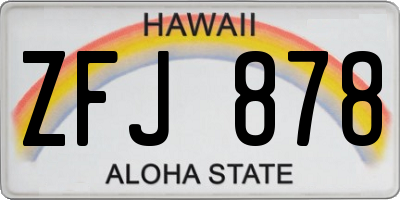HI license plate ZFJ878