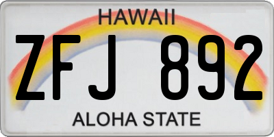 HI license plate ZFJ892