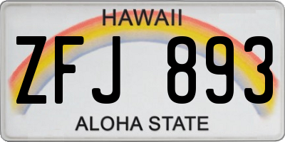 HI license plate ZFJ893