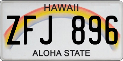 HI license plate ZFJ896