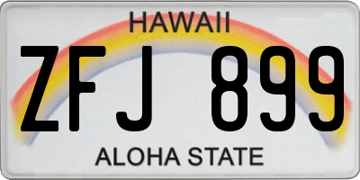 HI license plate ZFJ899