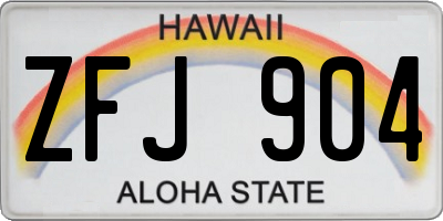 HI license plate ZFJ904