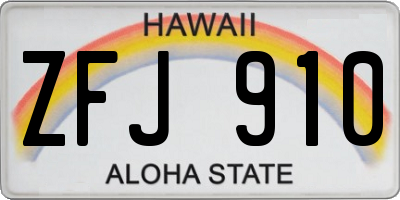 HI license plate ZFJ910