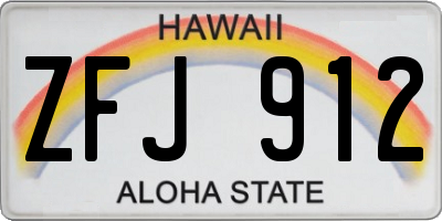 HI license plate ZFJ912
